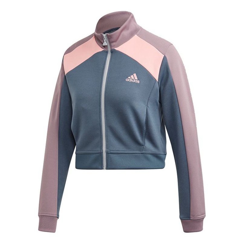 NWT Adidas Womens Multi Sport Track Top Crop Jacket Legacy Blue Pink - SIZE M